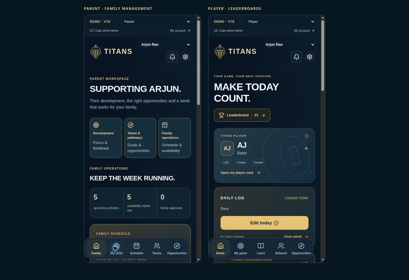 Actual TITANS V78 player screen using fictional demo records